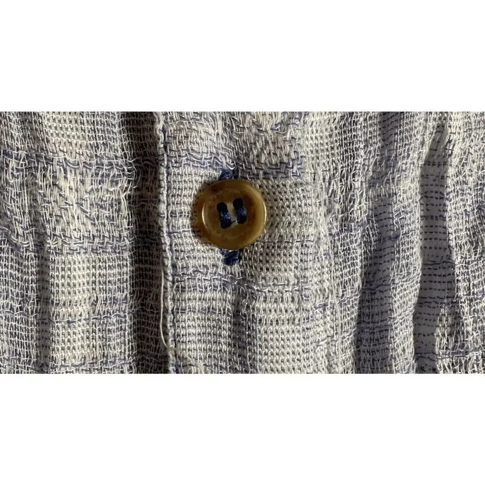 Free People Headed‎ To The Highlands Blue White Gauzy Shirt Womens Size XS Boho